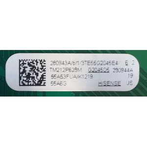 MAIN FUENTE (COMBO) PARA TV HISENSE ANDROID / NUMERO DE PARTE 280943 / RSAG7.820.10637/ROH / 280944 / 55A53FUA / MODELO 55A6G 55A53FUA